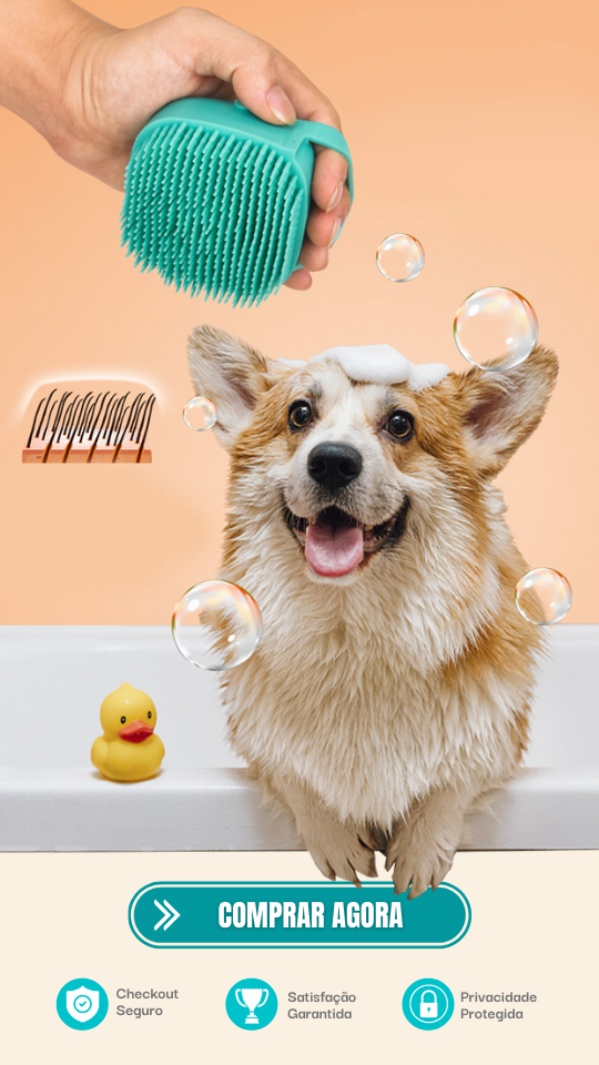Escova De Silicone Para Banho Pet